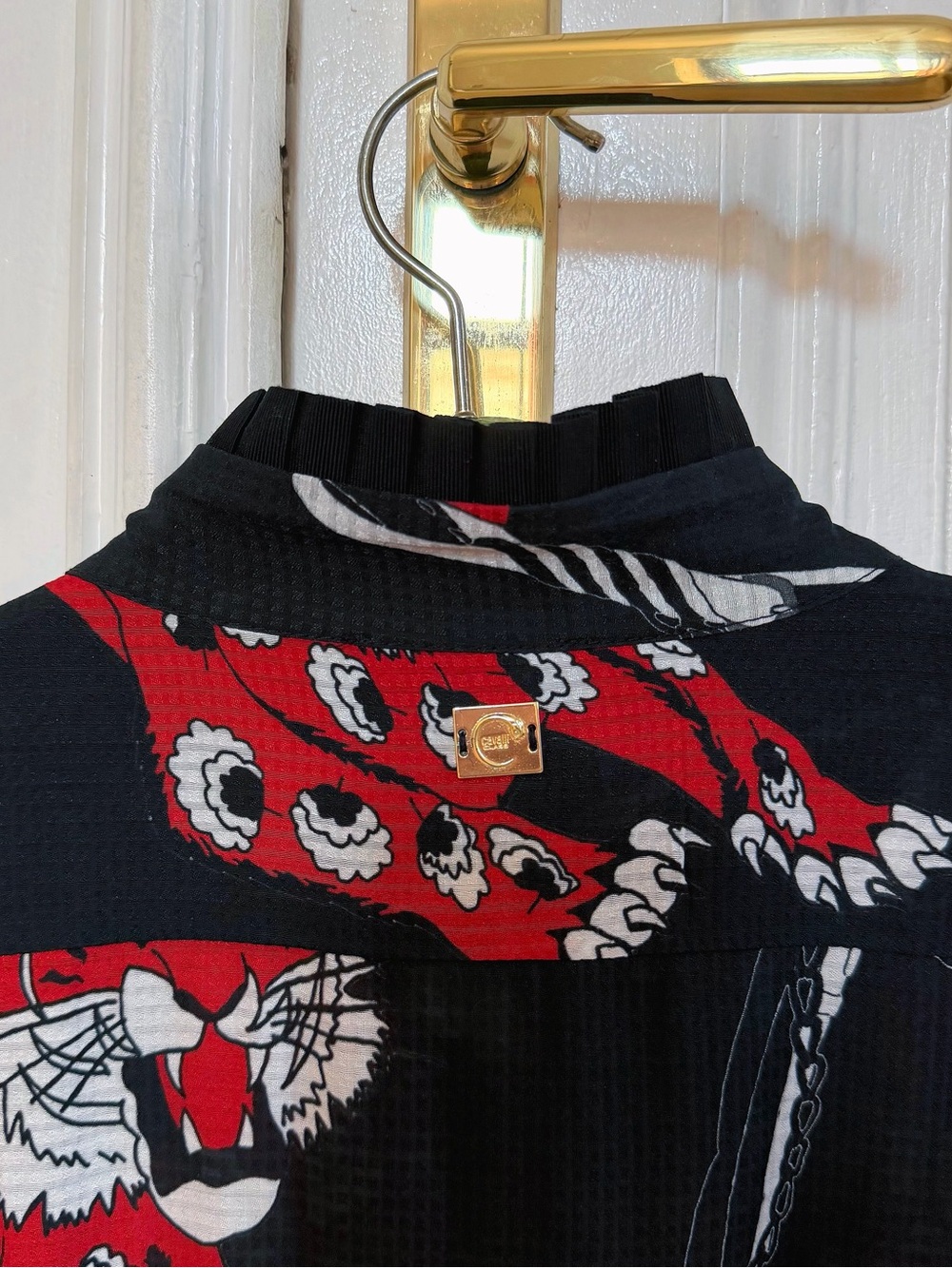Roberto Cavalli Red, Black & White Printed Long-Sleeve Blouse - Picture 6 of 7